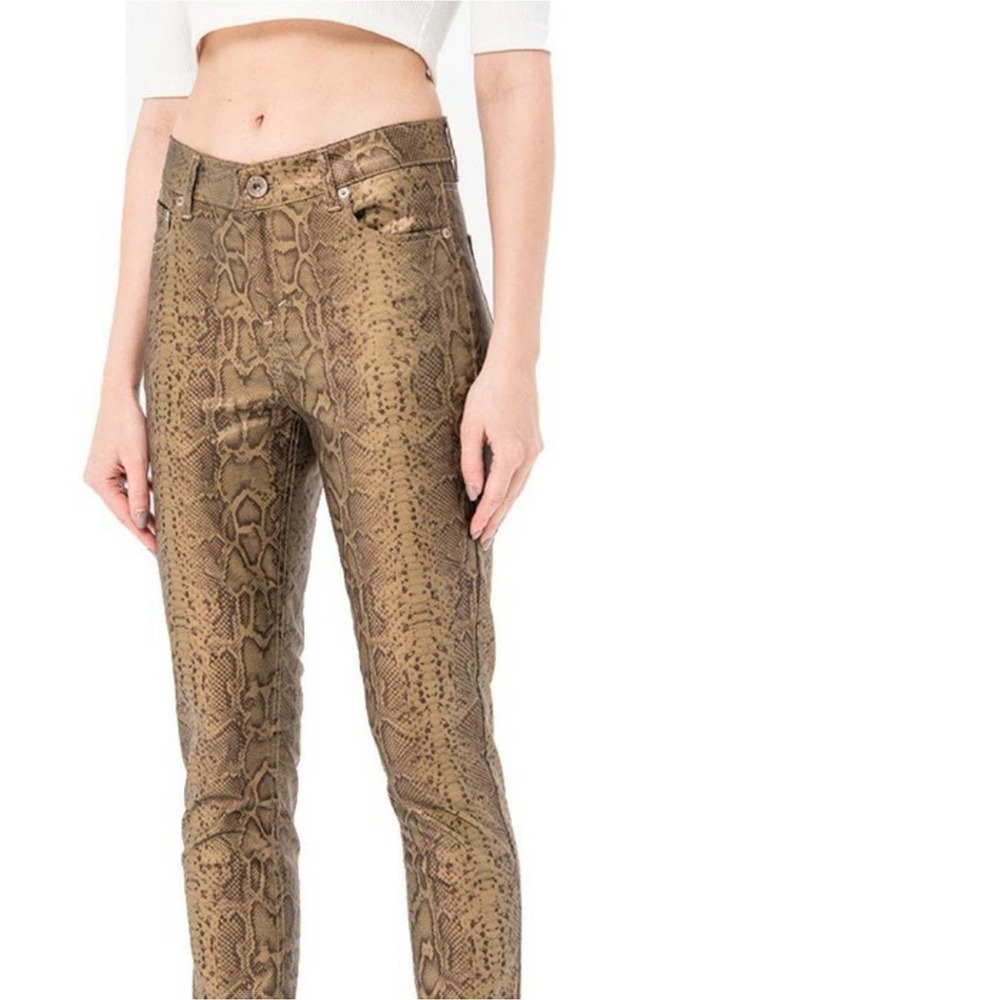 Cielo Gold Snake Printed Metallic Skinny Jeans Size Med